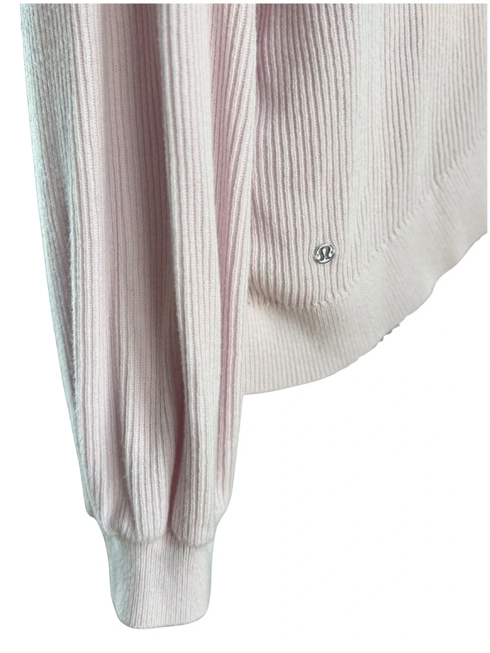 Lululemon Reversible Crossover Pink Ribbed Sweater XL cotton stretch Crop Large